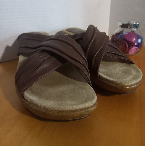 Dansko avalon crossstrap leather wedge sandals size 37 6.5/7 brown - Picture 7 of 11